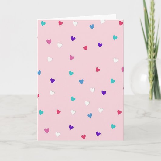 Carte Cœurs Mignons Rose (Devant)