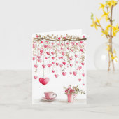 Carte Coeurs mignons Salutation de Valentine (Fleur jaune)