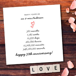 Carte Coeurs minimalistes Joyeux 30e anniversaire de Mar