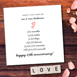 Carte Cœurs minimalistes Joyux 25e anniversaire de maria