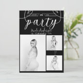 Carte Coeurs modernes Black & White Photo Party Annivers (Debout devant)