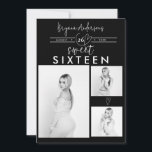 Carte Coeurs modernes Black & White Photo Sweet 16 Party<br><div class="desc">Éléments correspondants disponibles.</div>