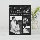 Carte Cœurs modernes chic noir et blanc Save the Date (Debout devant)