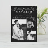 Carte Coeurs modernes Noir & Blanc Mariage minimal (Debout devant)