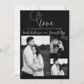 Carte Coeurs modernes Noir & Blanc Minimal AMOUR Mariage (Devant)