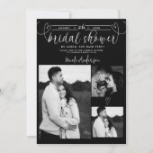 Carte Cœurs Modernes Noir & Blanc Minimal Mariage Cérémo (Devant)