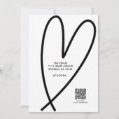 Carte Cœurs Modernes Noir & Blanc Minimal Mariage Cérémo (Dos)