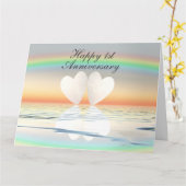 Carte Coeurs papier du 1er anniversaire (Fleur jaune)