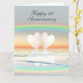 Carte Coeurs papier du 1er anniversaire (Fleur jaune)