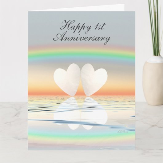 Carte Coeurs papier du 1er anniversaire (Devant)