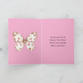 Carte Coeurs papillon rose Anniversaire (Intérieur)