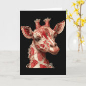 Carte Cœurs Patchwork Fantaisistes Girafe Romantique (Fleur jaune)