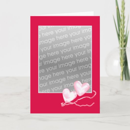 Carte Coeurs perles en rouge (cadre photo) (Devant)