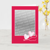 Carte Coeurs perles en rouge (cadre photo) (Fleur jaune)
