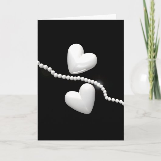 Carte Coeurs perles sur noir (Devant)