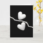 Carte Coeurs perles sur noir (Fleur jaune)