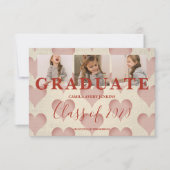 Carte Coeurs Pré-K Diplômé Trois Photos Textile Texture (Devant)