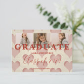 Carte Coeurs Pré-K Diplômé Trois Photos Textile Texture (Debout devant)