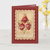 Carte Coeurs religieux catholiques de Jésus Marie Joseph (Fleur jaune)