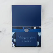 Carte Coeurs romantiques dans Congrats floral bleu (Intérieur)