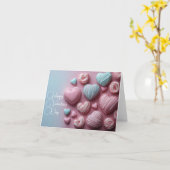 Carte Coeurs rose et bleu Salutation de Saint Valentin (Fleur jaune)