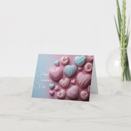 Carte Coeurs rose et bleu Salutation de Saint Valentin (Devant)