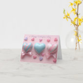 Carte Coeurs rose et bleu Salutation de Saint Valentin (Fleur jaune)