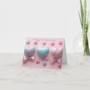 Carte Coeurs rose et bleu Salutation de Saint Valentin