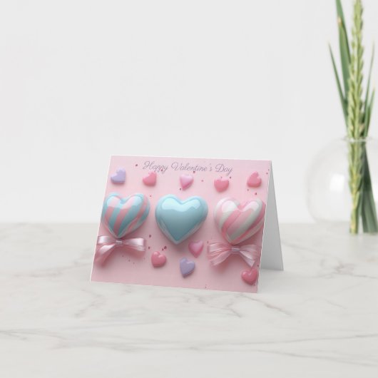 Carte Coeurs rose et bleu Salutation de Saint Valentin (Devant)