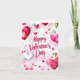 Carte Coeurs rose et rouge Salutation de Saint Valentin