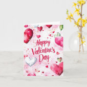 Carte Coeurs rose et rouge Salutation de Saint Valentin (Fleur jaune)