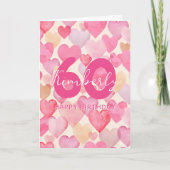 Carte Coeurs roses 60e anniversaire Salutation (Devant)