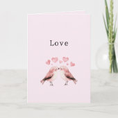 Carte Cœurs roses amoureux oiseaux mariage Saint-Valenti (Devant)