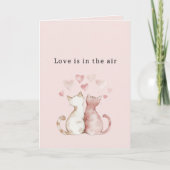 Carte Cœurs roses chats blancs amour (Devant)