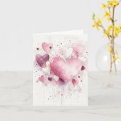 Carte Coeurs roses colorés Salutation de Valentine (Fleur jaune)