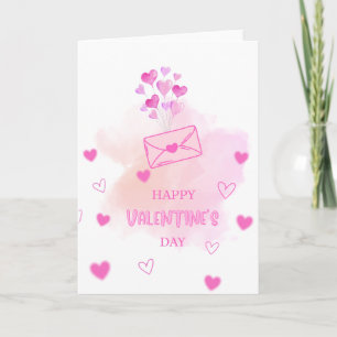 Carte Cœurs roses élégants à l'aquarelle pour la Saint-V