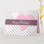 Carte Coeurs Roses Élégants, Violet Dusky, Anniversaire  (Fleur jaune)