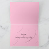 Carte Coeurs Roses Élégants, Violet Dusky, Anniversaire  (Intérieur)