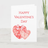 Carte Cœurs roses et rouges avec rubans pour la Saint-Va (Devant)