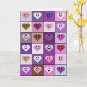 Carte Cœurs roses et violets (Fleur jaune)