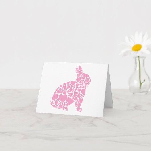 Carte coeurs roses Je t'aime Lapin (Petite plante)