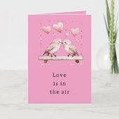 Carte Cœurs roses oiseaux d'amour (Devant)
