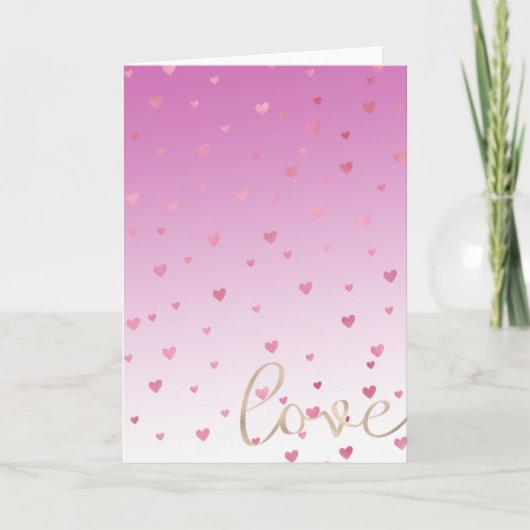 Carte Coeurs roses Ombre Gold Love (Devant)
