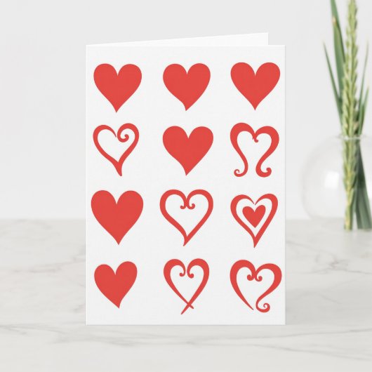 Carte Cœurs Rouges Amour (Devant)