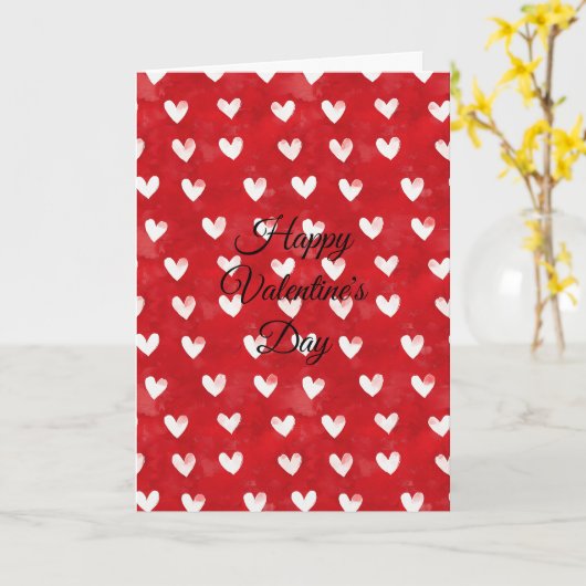 Carte Cœurs Rouges Blancs Amour Saint-Valentin (Fleur jaune)