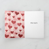 Carte Cœurs rouges et carreaux rose (Intérieur)