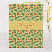 Carte Cœurs rouges et verts (Fleur jaune)