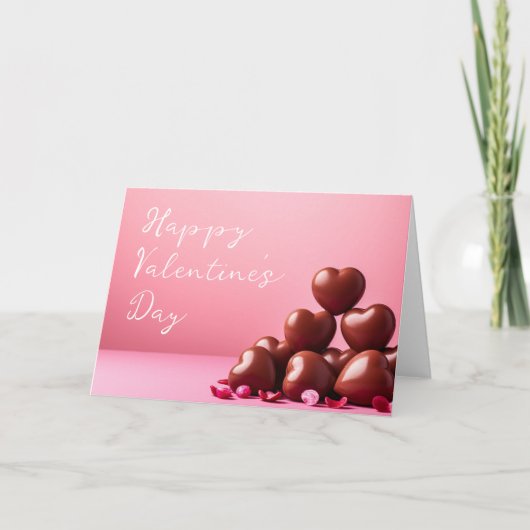 Carte Cœurs rouges sur fond rose Saint-Valentin (Devant)