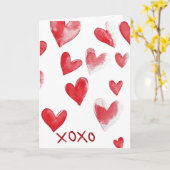 Carte Cœurs Rouges XOXO (Fleur jaune)