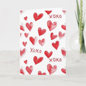 Carte Cœurs Rouges XOXO Amour (Devant)